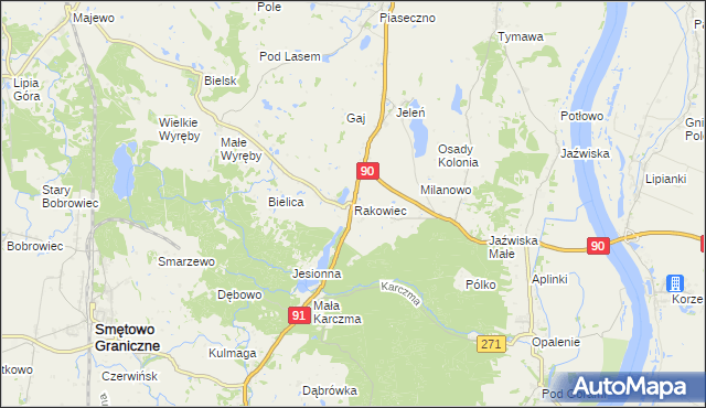 mapa Rakowiec gmina Gniew, Rakowiec gmina Gniew na mapie Targeo