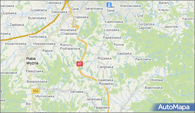 mapa Rdzawka, Rdzawka na mapie Targeo