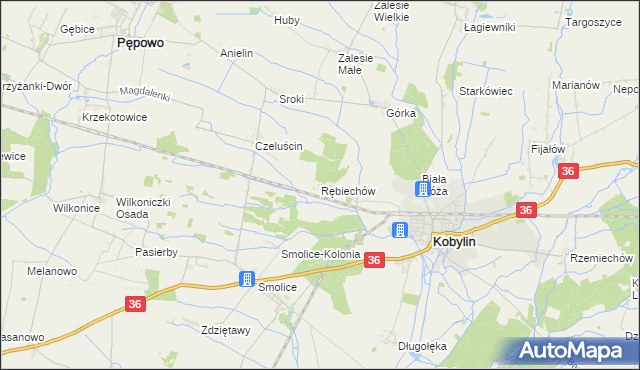 mapa Rębiechów, Rębiechów na mapie Targeo