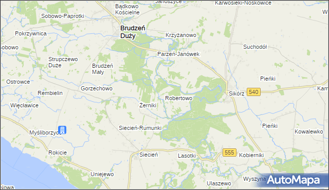 mapa Robertowo, Robertowo na mapie Targeo