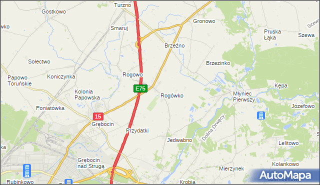 mapa Rogówko gmina Lubicz, Rogówko gmina Lubicz na mapie Targeo