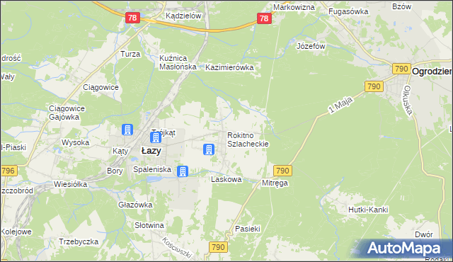 mapa Rokitno Szlacheckie, Rokitno Szlacheckie na mapie Targeo