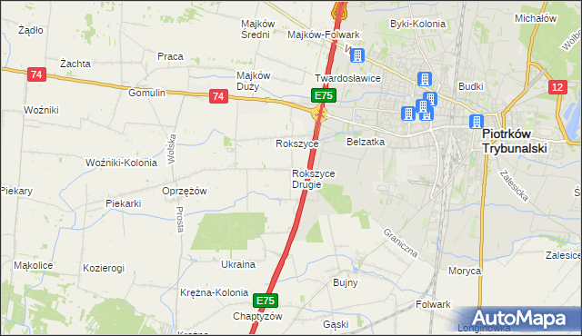 mapa Rokszyce Drugie, Rokszyce Drugie na mapie Targeo