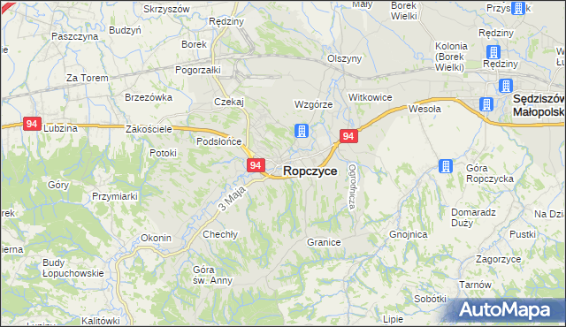 mapa Ropczyce, Ropczyce na mapie Targeo