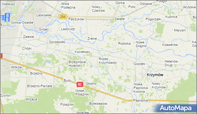 mapa Rożek Krzymowski, Rożek Krzymowski na mapie Targeo