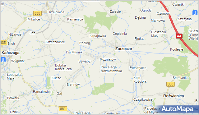 mapa Rożniatów gmina Zarzecze, Rożniatów gmina Zarzecze na mapie Targeo