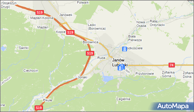 mapa Ruda gmina Janów Lubelski, Ruda gmina Janów Lubelski na mapie Targeo