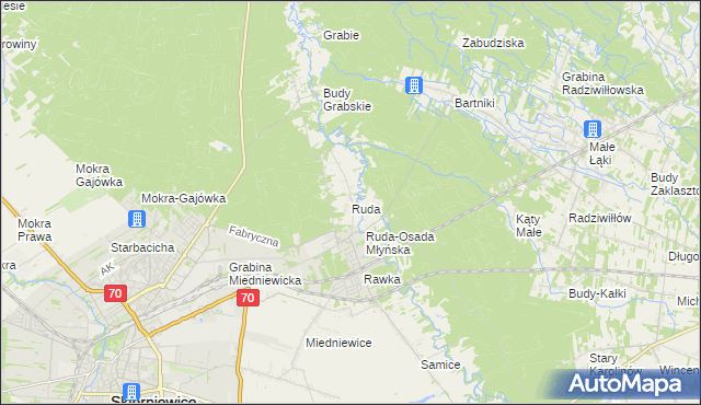 mapa Ruda gmina Skierniewice, Ruda gmina Skierniewice na mapie Targeo
