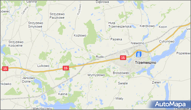 mapa Rudki gmina Trzemeszno, Rudki gmina Trzemeszno na mapie Targeo