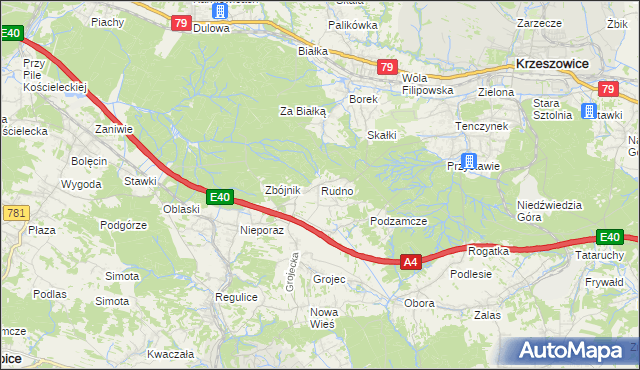 mapa Rudno gmina Krzeszowice, Rudno gmina Krzeszowice na mapie Targeo