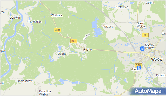 mapa Rudno gmina Wołów, Rudno gmina Wołów na mapie Targeo