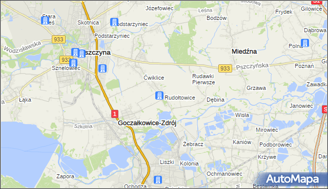 mapa Rudołtowice, Rudołtowice na mapie Targeo