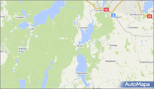 mapa Rutki gmina Pasym, Rutki gmina Pasym na mapie Targeo