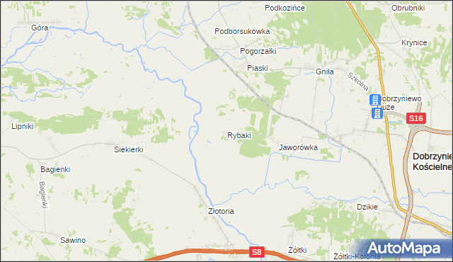 mapa Rybaki gmina Dobrzyniewo Duże, Rybaki gmina Dobrzyniewo Duże na mapie Targeo