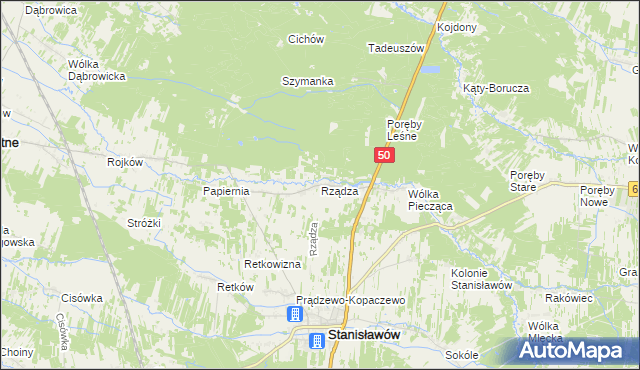 mapa Rządza gmina Stanisławów, Rządza gmina Stanisławów na mapie Targeo