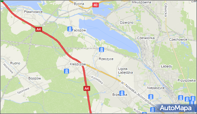mapa Rzeczyce gmina Rudziniec, Rzeczyce gmina Rudziniec na mapie Targeo