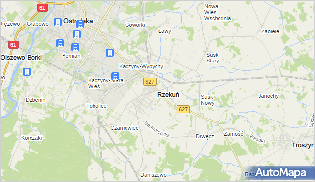 mapa Rzekuń, Rzekuń na mapie Targeo
