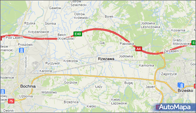 mapa Rzezawa, Rzezawa na mapie Targeo