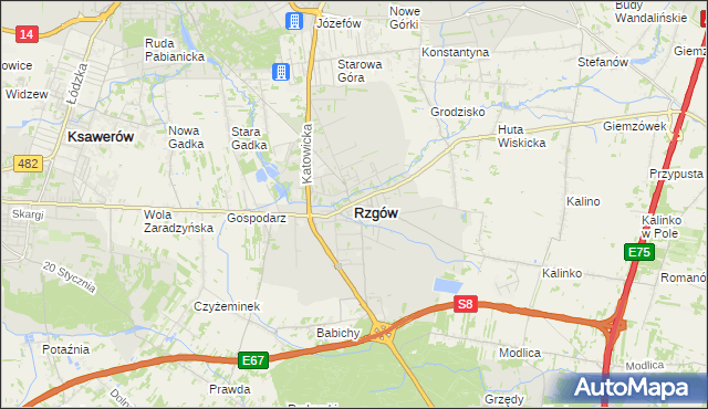 mapa Rzgów powiat łódzki wschodni, Rzgów powiat łódzki wschodni na mapie Targeo