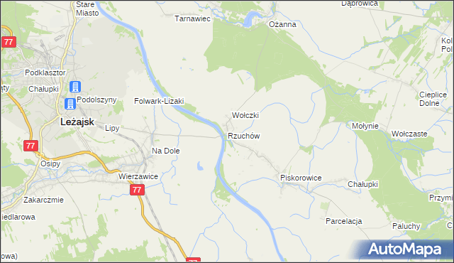 mapa Rzuchów gmina Leżajsk, Rzuchów gmina Leżajsk na mapie Targeo