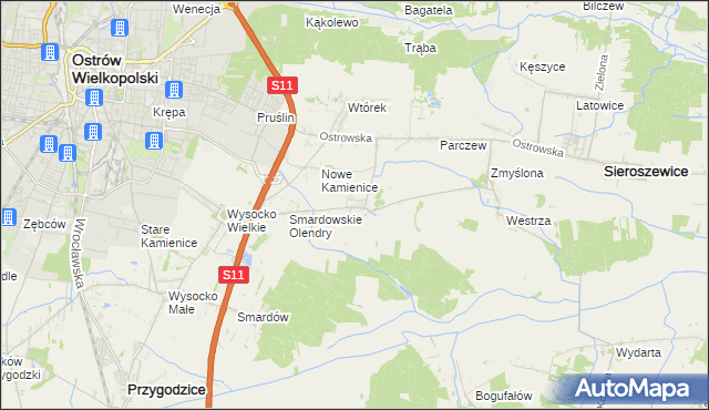 mapa Sadowie gmina Ostrów Wielkopolski, Sadowie gmina Ostrów Wielkopolski na mapie Targeo