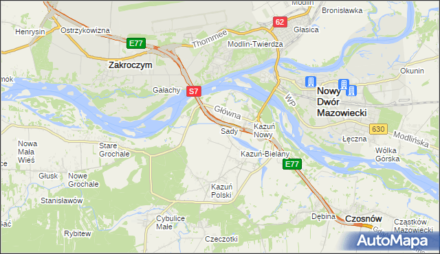 mapa Sady gmina Czosnów, Sady gmina Czosnów na mapie Targeo