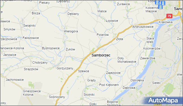 mapa Samborzec, Samborzec na mapie Targeo