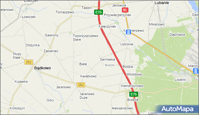 mapa Sarnówka gmina Lubanie, Sarnówka gmina Lubanie na mapie Targeo