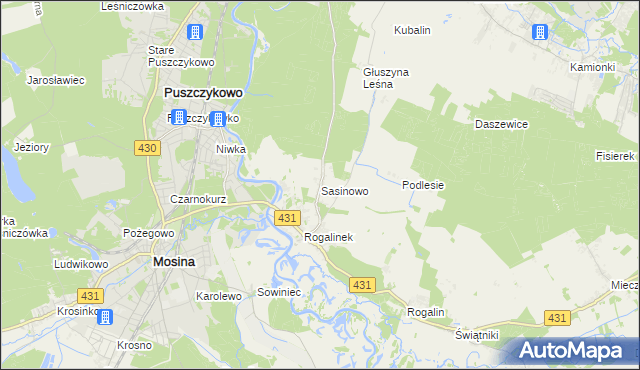 mapa Sasinowo, Sasinowo na mapie Targeo