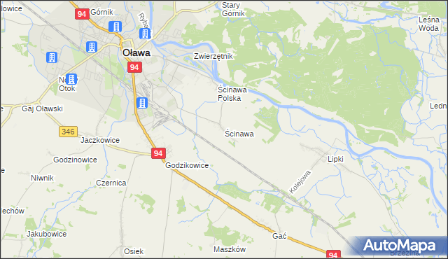 mapa Ścinawa gmina Oława, Ścinawa gmina Oława na mapie Targeo