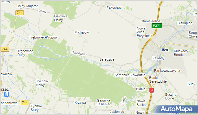 mapa Seredzice, Seredzice na mapie Targeo