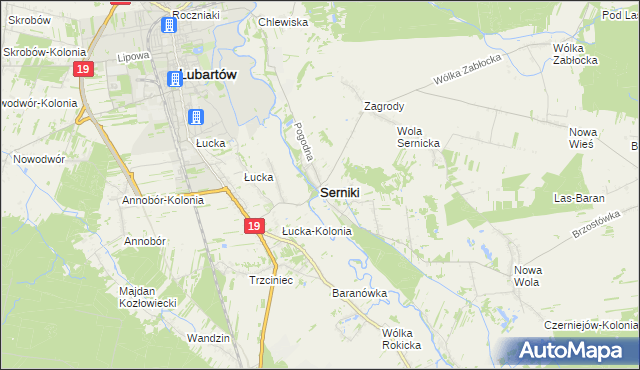 mapa Serniki, Serniki na mapie Targeo