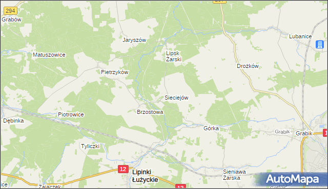 mapa Sieciejów, Sieciejów na mapie Targeo