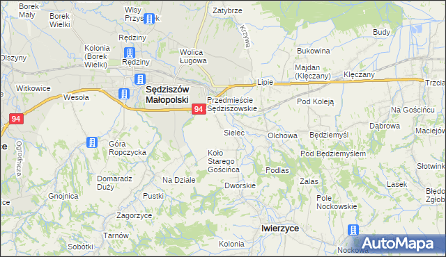 mapa Sielec gmina Iwierzyce, Sielec gmina Iwierzyce na mapie Targeo