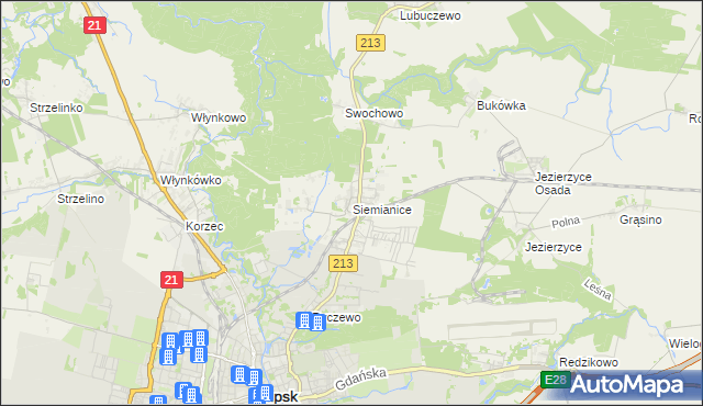 mapa Siemianice gmina Słupsk, Siemianice gmina Słupsk na mapie Targeo