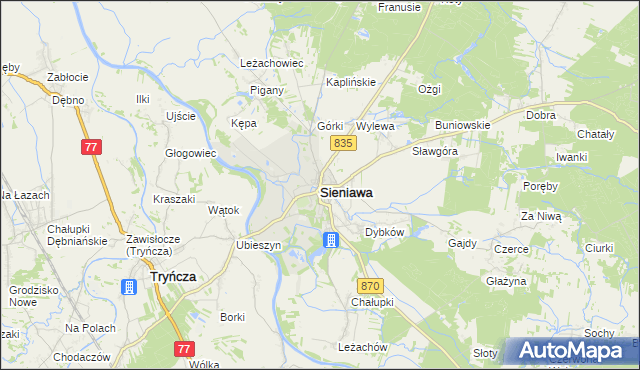 mapa Sieniawa powiat przeworski, Sieniawa powiat przeworski na mapie Targeo