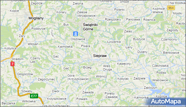 mapa Siepraw, Siepraw na mapie Targeo