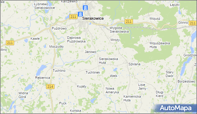 mapa Sierakowska Huta, Sierakowska Huta na mapie Targeo