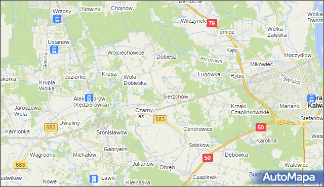 mapa Sierzchów gmina Góra Kalwaria, Sierzchów gmina Góra Kalwaria na mapie Targeo