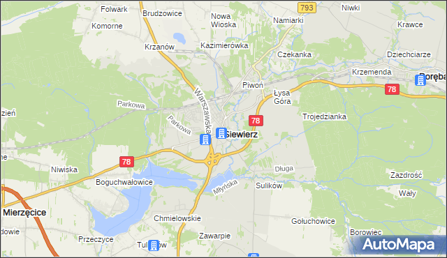 mapa Siewierz, Siewierz na mapie Targeo