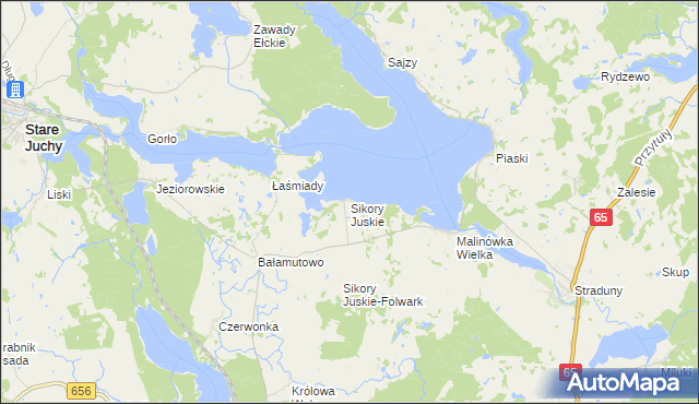 mapa Sikory Juskie, Sikory Juskie na mapie Targeo