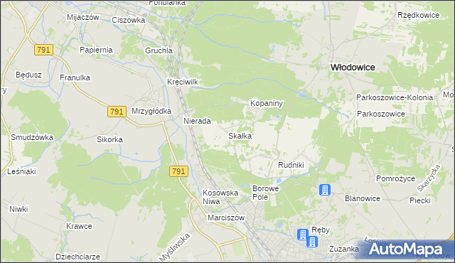 mapa Skałka gmina Włodowice, Skałka gmina Włodowice na mapie Targeo