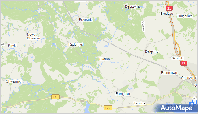 mapa Skalno gmina Szczecinek, Skalno gmina Szczecinek na mapie Targeo