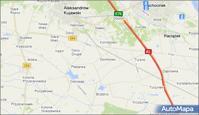 mapa Słomkowo gmina Aleksandrów Kujawski, Słomkowo gmina Aleksandrów Kujawski na mapie Targeo