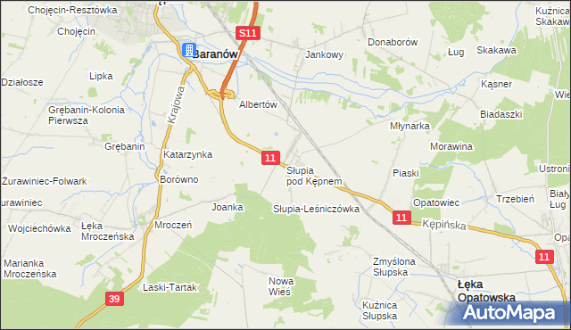 mapa Słupia pod Kępnem, Słupia pod Kępnem na mapie Targeo