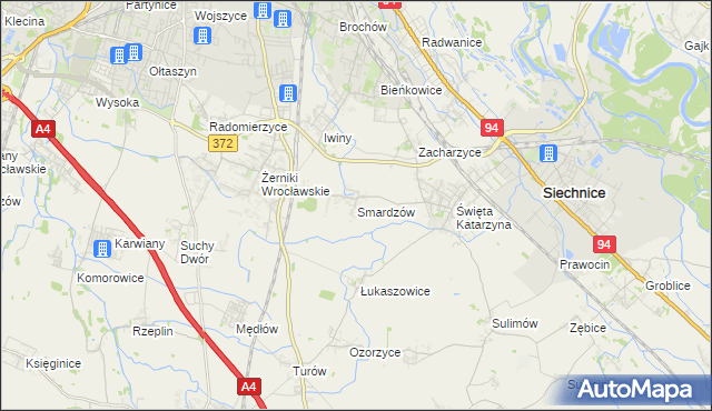 mapa Smardzów gmina Siechnice, Smardzów gmina Siechnice na mapie Targeo