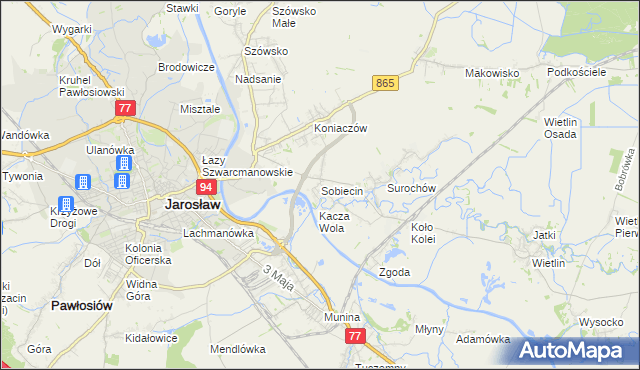 mapa Sobiecin, Sobiecin na mapie Targeo