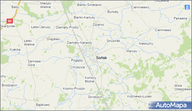 mapa Sońsk, Sońsk na mapie Targeo