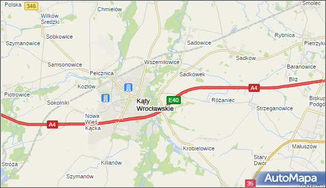 mapa Sośnica gmina Kąty Wrocławskie, Sośnica gmina Kąty Wrocławskie na mapie Targeo