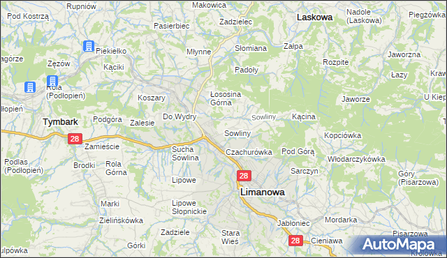 mapa Sowliny, Sowliny na mapie Targeo